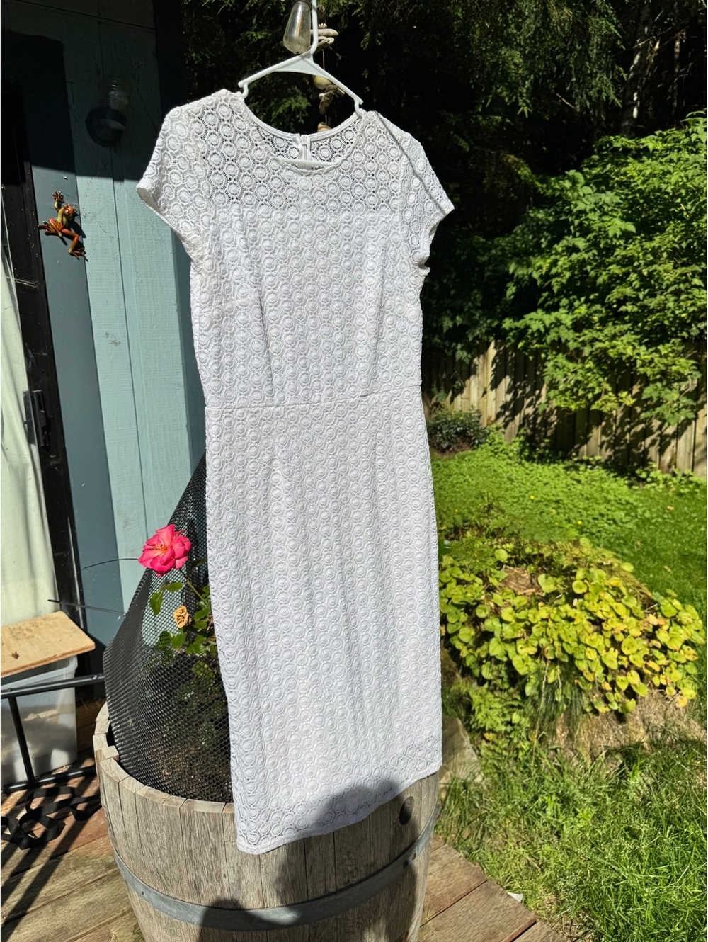 CB  White Lace Midi Dress Size 10
